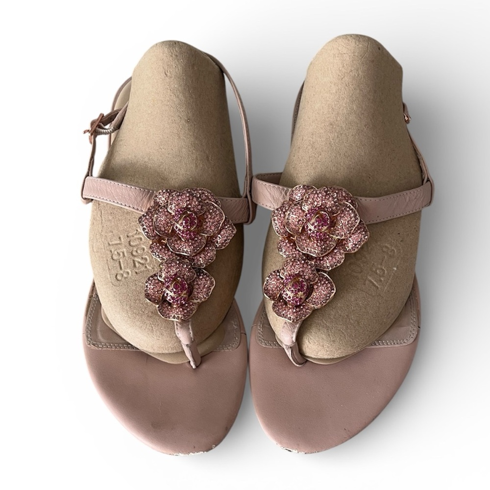 Dune London pink floral and embellished sandals